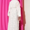Floral Embossed Long Tunic with Tie Waist Pink – Bild 3