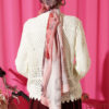 Floral Embroidery Openwork Short Knit Cardigan Ecru – Image 3