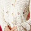 Floral Embroidery Openwork Short Knit Cardigan Ecru – Image 4