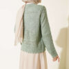 Floral Embroidery Openwork Short Knit Cardigan Mint - Afbeelding 3