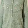 Floral Embroidery Openwork Short Knit Cardigan Mint - Afbeelding 4