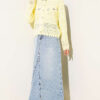 Floral Embroidery Openwork Short Knit Cardigan Yellow – Image 2
