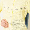 Floral Embroidery Openwork Short Knit Cardigan Yellow – Image 4