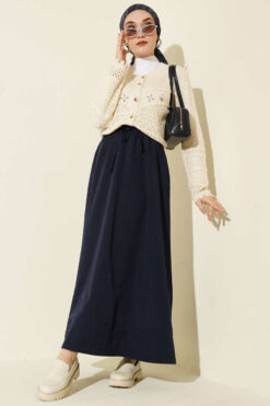 Alternative view of Floral Embroidery Openwork Short Knit Cardigan Stone