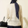 Floral Embroidery Openwork Short Knit Cardigan Stone - immagine 3