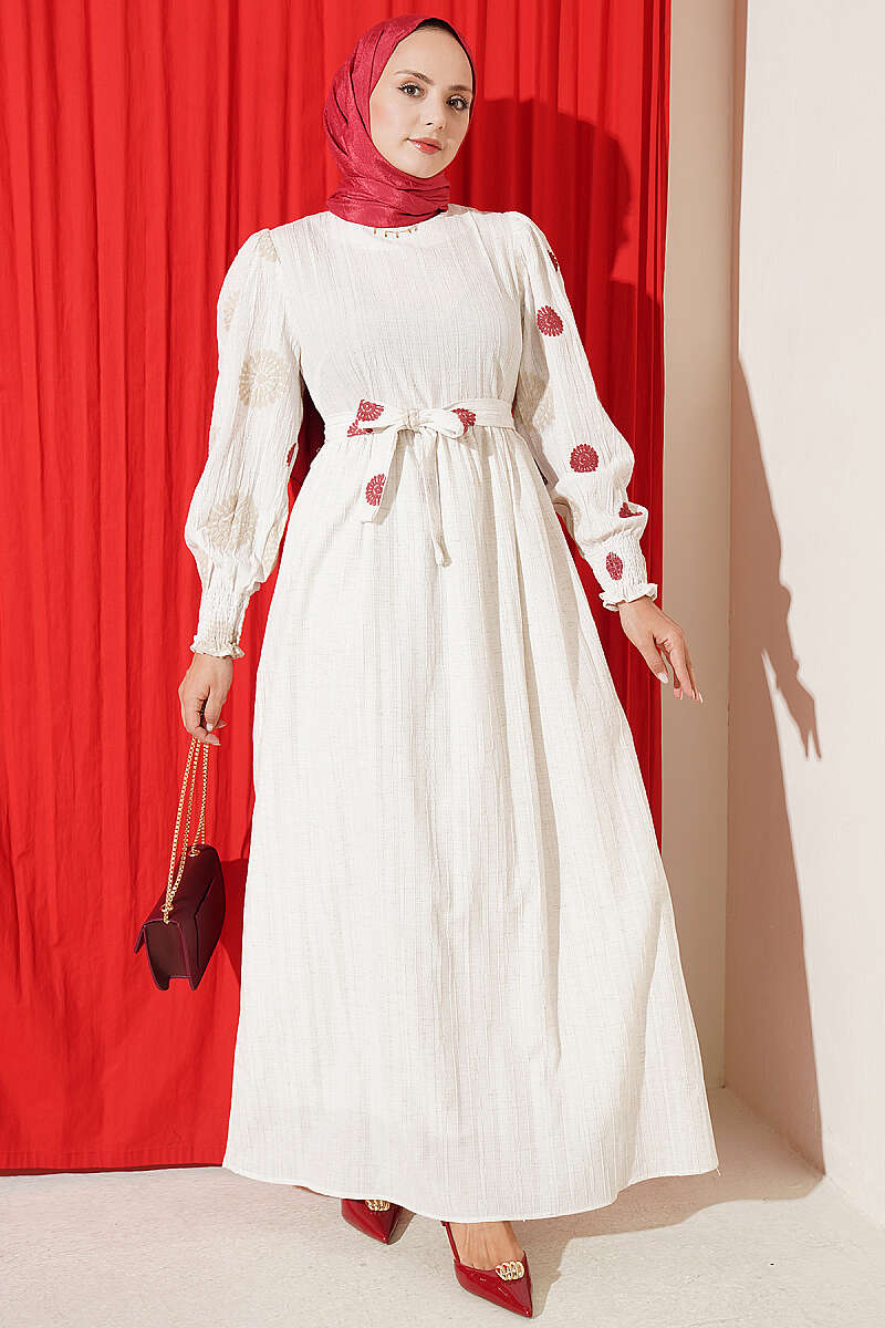 Floral Embroidered Detail Dress Rose Dust