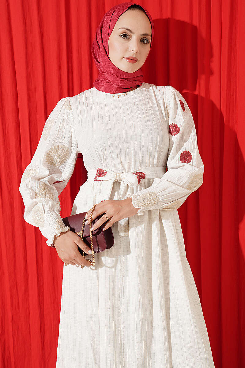 Floral Embroidered Detail Dress Rose Dust - الصورة 2
