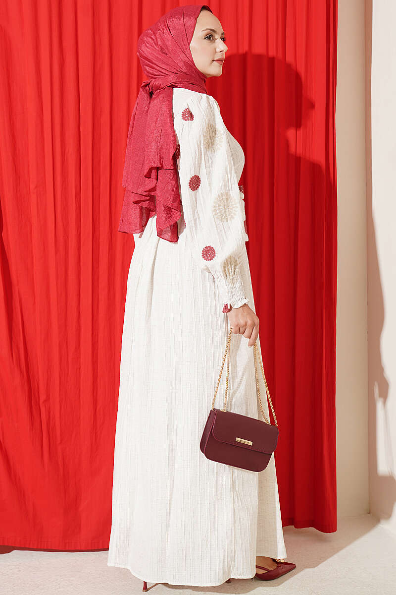Floral Embroidered Detail Dress Rose Dust - الصورة 3