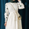 Floral Embroidered Detail Dress Khaki - Image 2