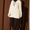 Embroidered Floral Openwork Knit Cardigan Beige – Image 2