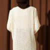 Embroidered Floral Openwork Knit Cardigan Beige – Image 3