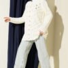Embroidered Floral Openwork Knit Cardigan Ecru - الصورة 2