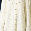 Embroidered Floral Openwork Knit Cardigan Ecru - الصورة 4