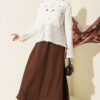 Floral Embroidered Openwork Short Knit Cardigan White - immagine 2