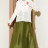 Floral Embroidered Button-Up Short Knit Cardigan White - Imagen 2