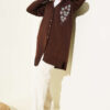 Button-Up Mercerized Cardigan with Floral Embroidery Brown - Afbeelding 2
