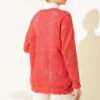 Floral Knit Button-Up Cardigan Coral - Image 3