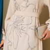 Floral Embellished Evening Dress Beige – Image 4
