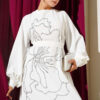 Floral Embellished Evening Dress White – Bild 2