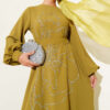 Floral Embellished Evening Dress Stone - الصورة 2