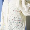 Floral Diamond Pattern Knit Cardigan Ecru - الصورة 4