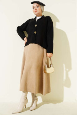 Alternative view of Double Gold Button Short Knit Cardigan Black