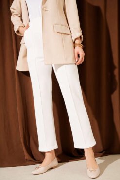 Scuba Trousers with Side Slits White