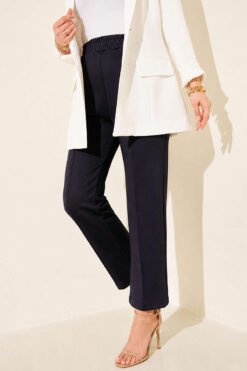 Alternative view of Scuba Trousers with Side Slits Navy Blue