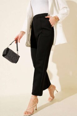 Scuba Trousers with Side Slits Black