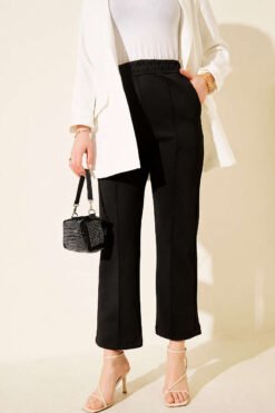 Alternative view of Scuba Trousers with Side Slits Black