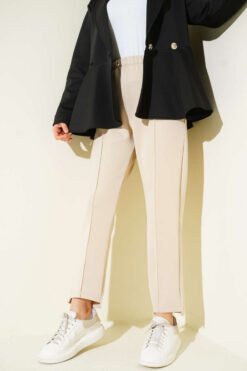 Alternative view of High-Waisted Slim Fit Scuba Pants Beige