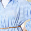 Striped Balloon Sleeve Waist Elastic Tunic Blue – Bild 4