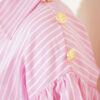 Striped Balloon Sleeve Waist Elastic Tunic Pink - الصورة 4