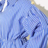 Striped Balloon Sleeve Waist Elastic Tunic Saxon Blue – Bild 4