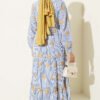 ⁦Striped Patterned Tiered Dress Blue⁩ - الصورة ⁦3⁩