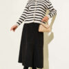 Striped Button Detail Short Knit Cardigan Beige - Imagen 2