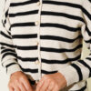 Striped Button Detail Short Knit Cardigan Beige - Imagen 4
