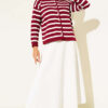 Striped Button Detail Short Knit Cardigan Burgundy – Bild 2