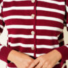 Striped Button Detail Short Knit Cardigan Burgundy – Bild 4