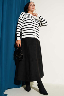 Alternative view of Striped Button Detail Short Knit Cardigan Ecru