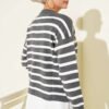 Striped Button Detail Short Knit Cardigan Smoke - Imagen 3