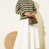 Striped Button Detail Short Knit Cardigan Khaki – Image 2