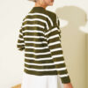 Striped Button Detail Short Knit Cardigan Khaki – Image 3