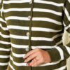 Striped Button Detail Short Knit Cardigan Khaki – Image 4