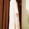 Striped Dress with Lace Detail Beige - الصورة 3