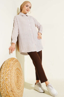 Alternative view of Striped Linen Look Shirt Beige