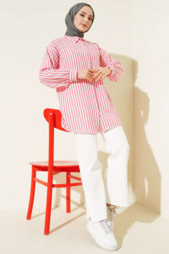 Alternative view of Striped Linen Look Shirt Rose Dust