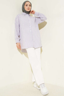 Alternative view of Striped Linen Look Shirt Lilac