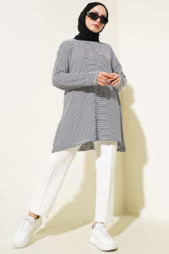 Alternative view of Striped Jersey Tunic Black