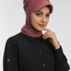 Wholesale Crystal Buckle Hijab Cap — jersey visor turban with rhinestone buckle and neck coverage
